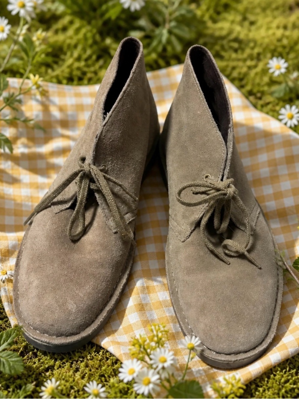Clarks Taupe Suede Lace-Up Desert Shoes